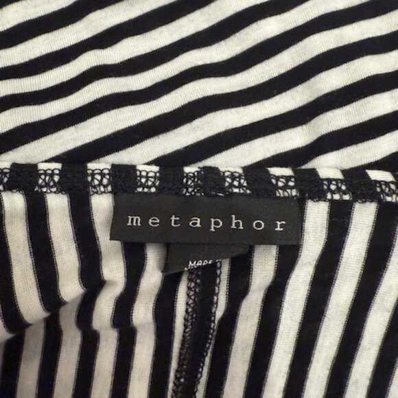 Methphor black and white stripe knit top with tie waist. - Picture 5 of 8